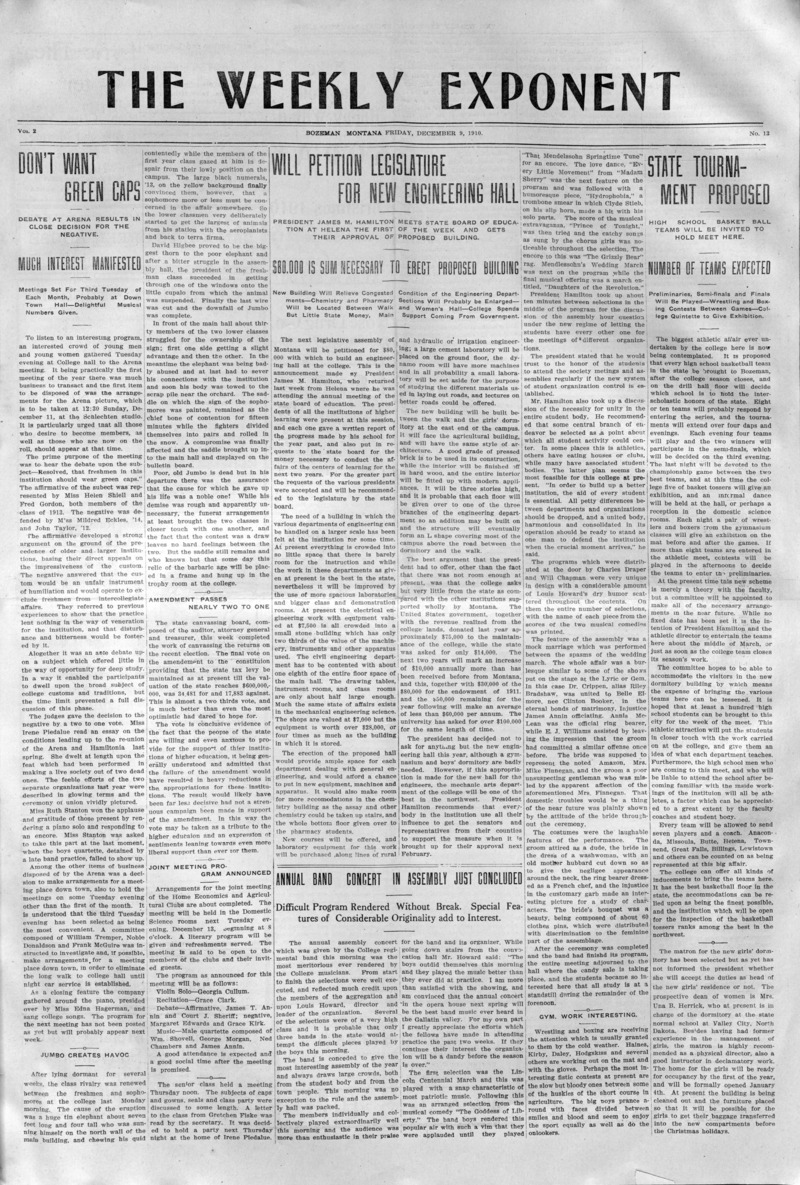 The Weekly Exponent, December 9, 1910