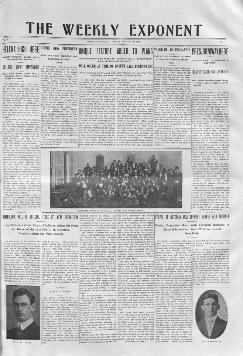 The Weekly Exponent, January 20, 1911
