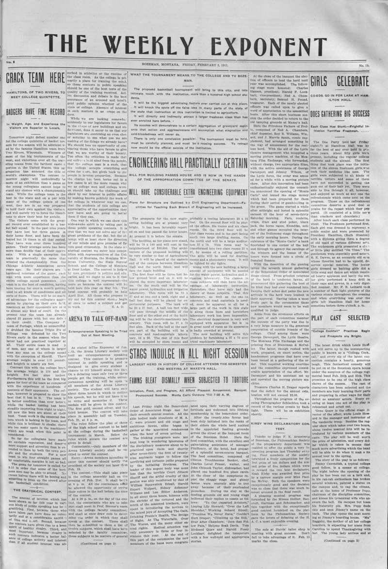 The Weekly Exponent, February 3, 1911