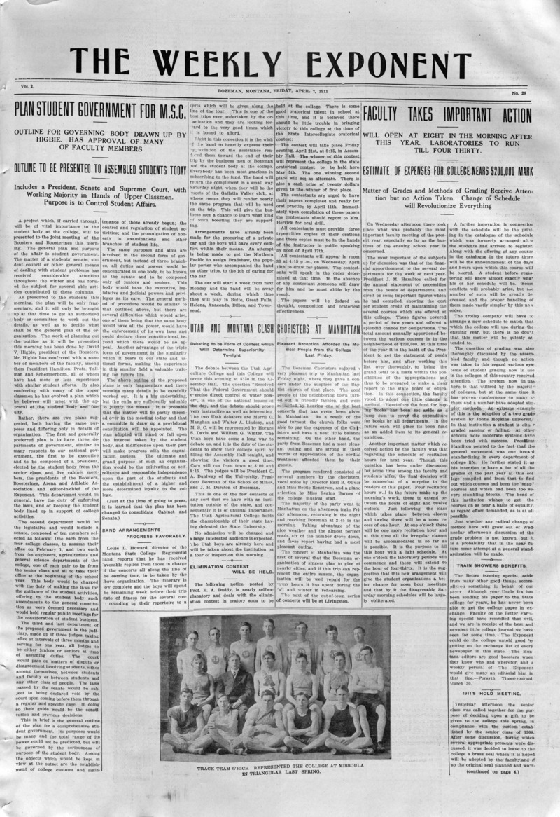 The Weekly Exponent, April 7, 1911