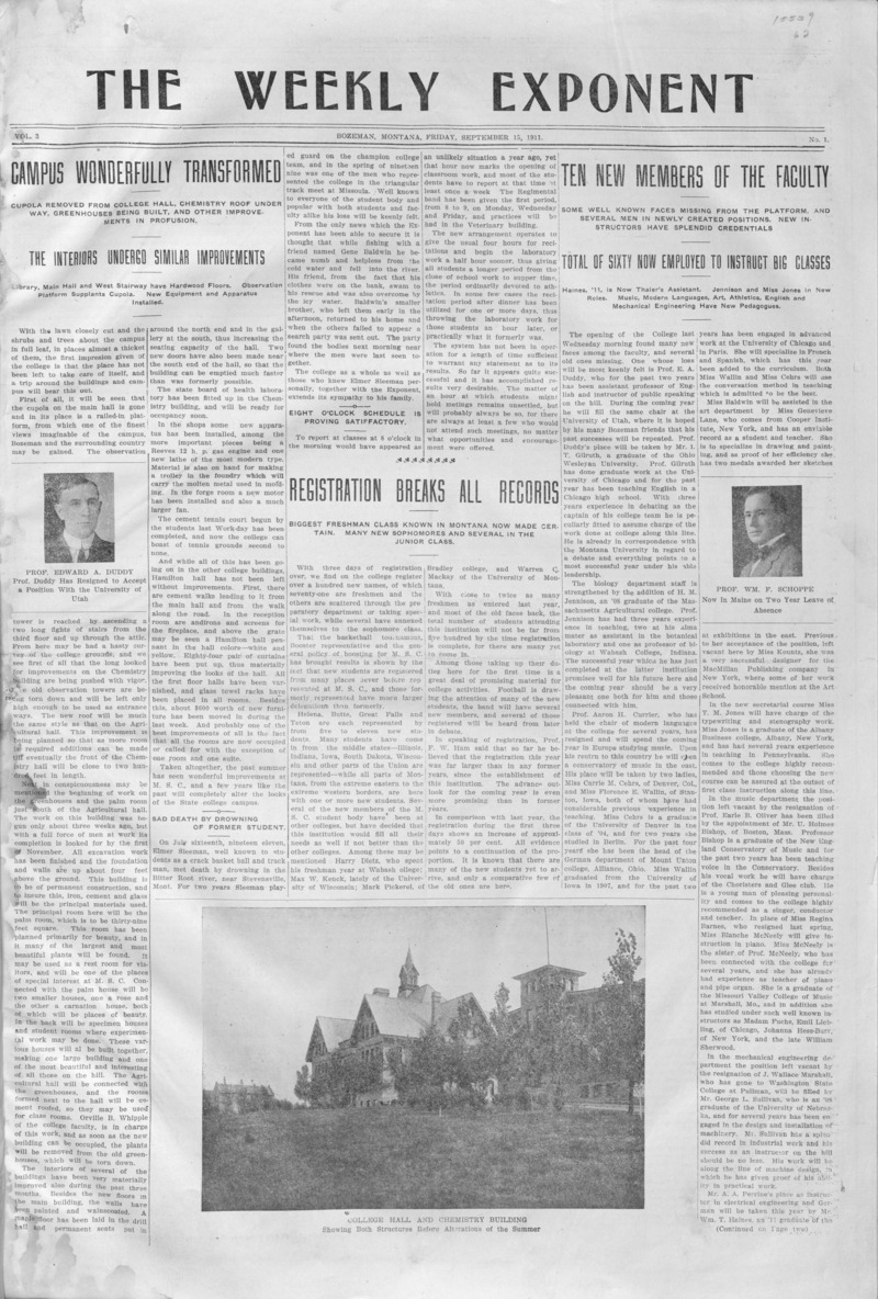 The Weekly Exponent, September 15, 1911