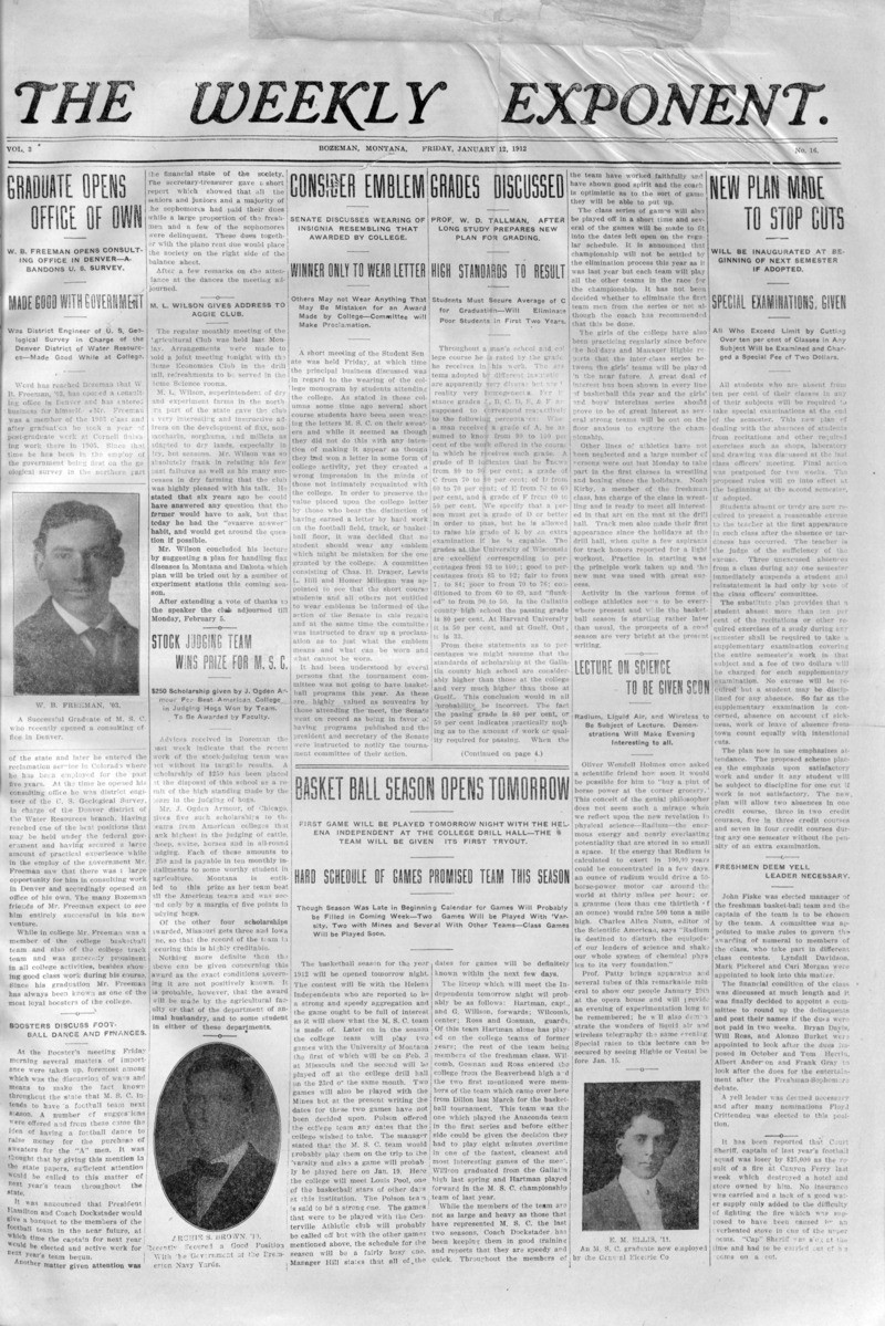 The Weekly Exponent, January 12, 1912