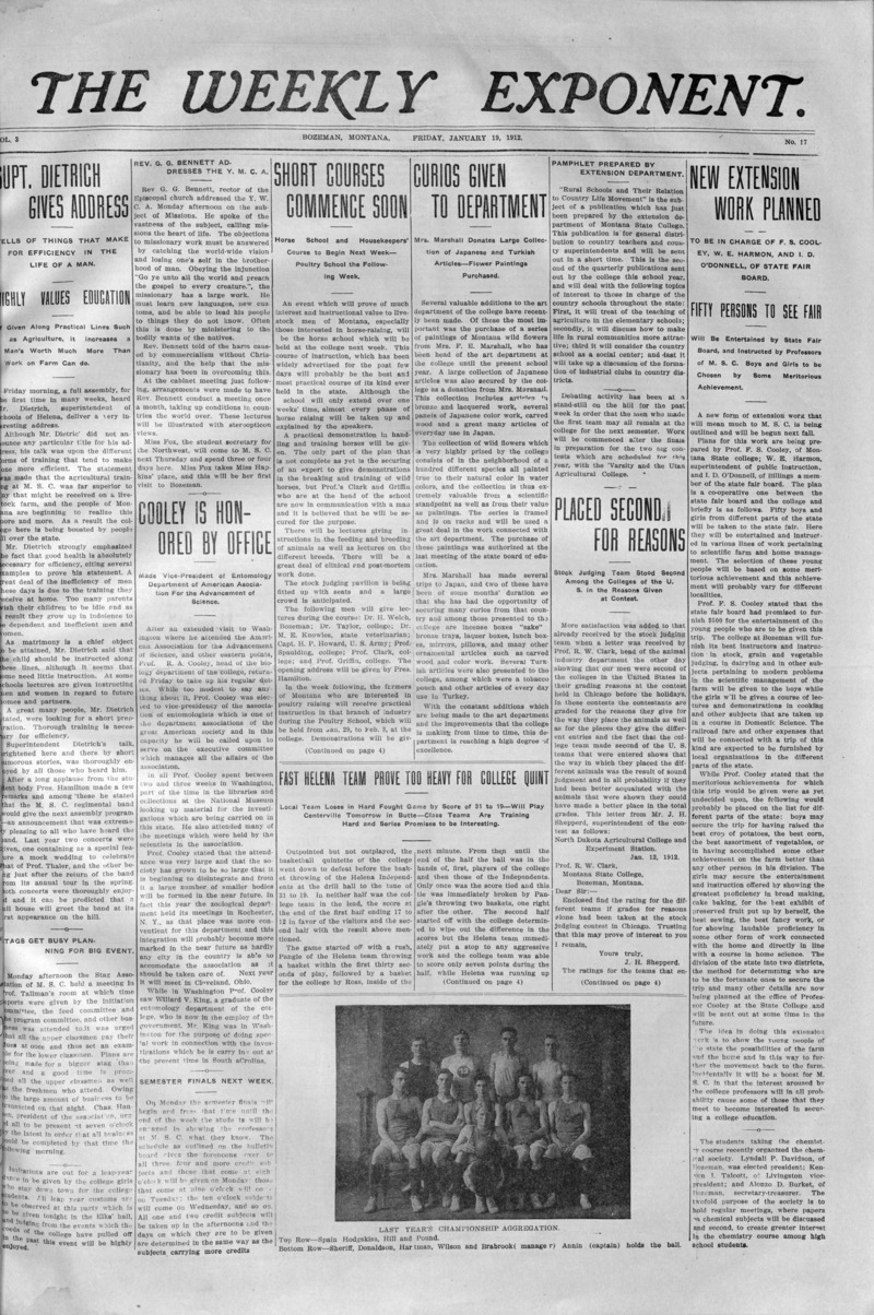 The Weekly Exponent, January 19, 1912