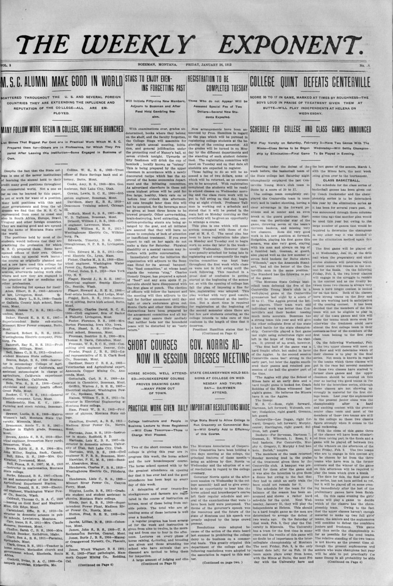 The Weekly Exponent, January 26, 1912