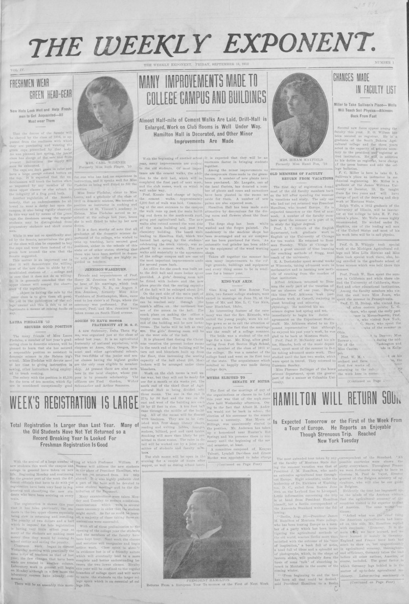 The Weekly Exponent, September 13, 1912