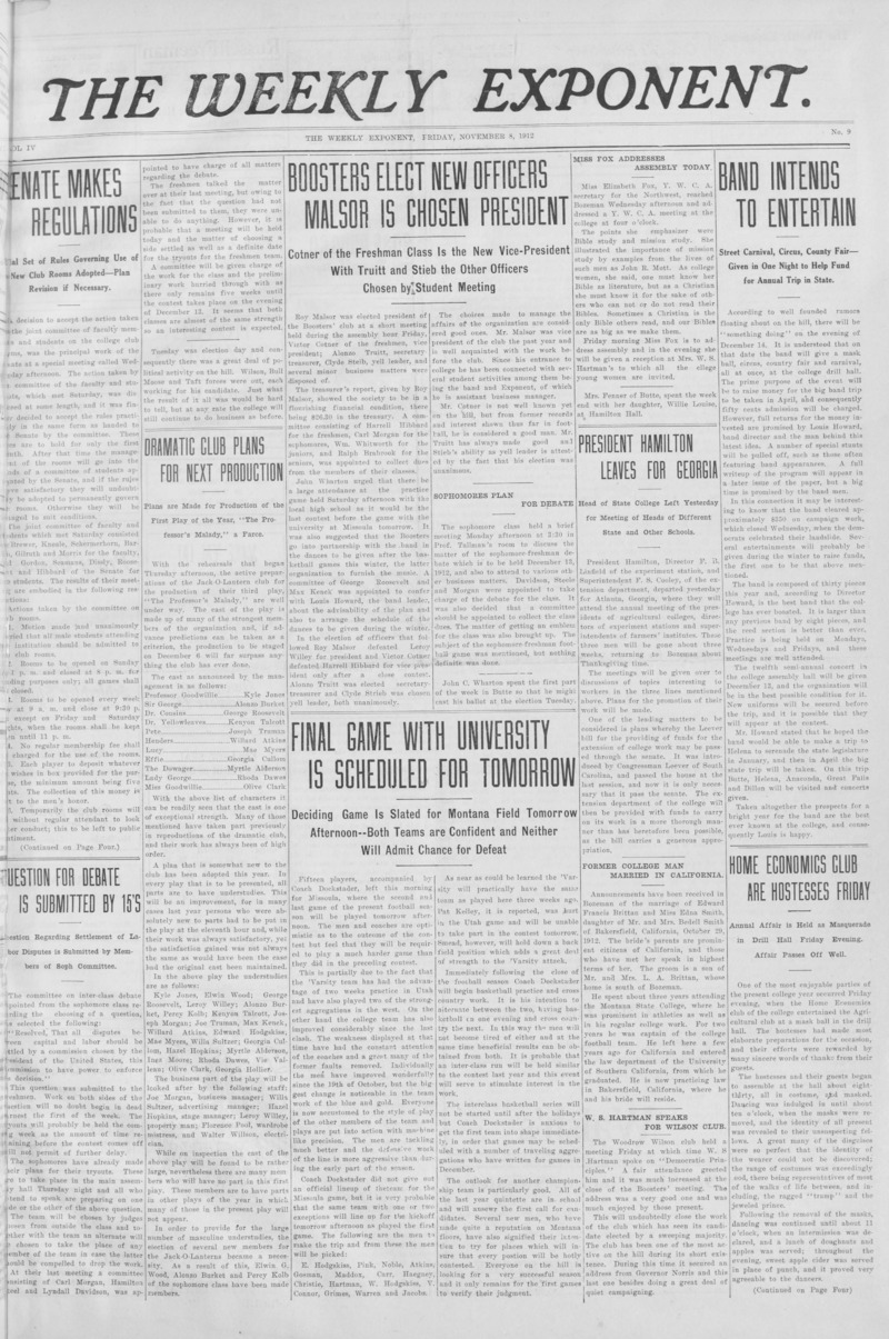 The Weekly Exponent, November 8, 1912