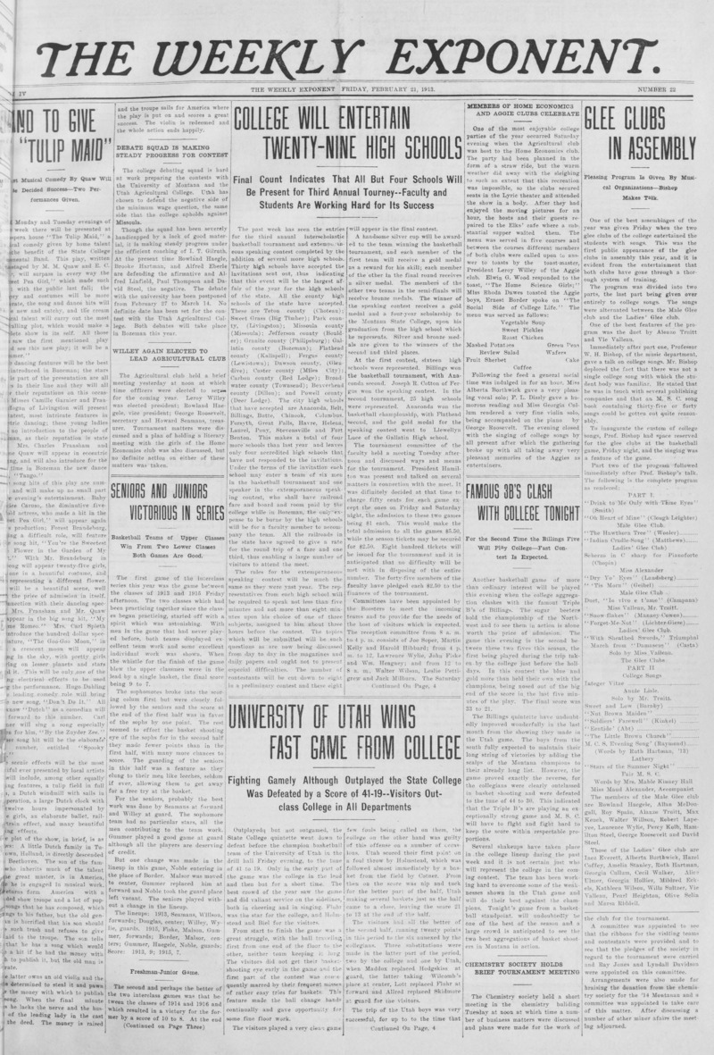 The Weekly Exponent, February 21, 1913