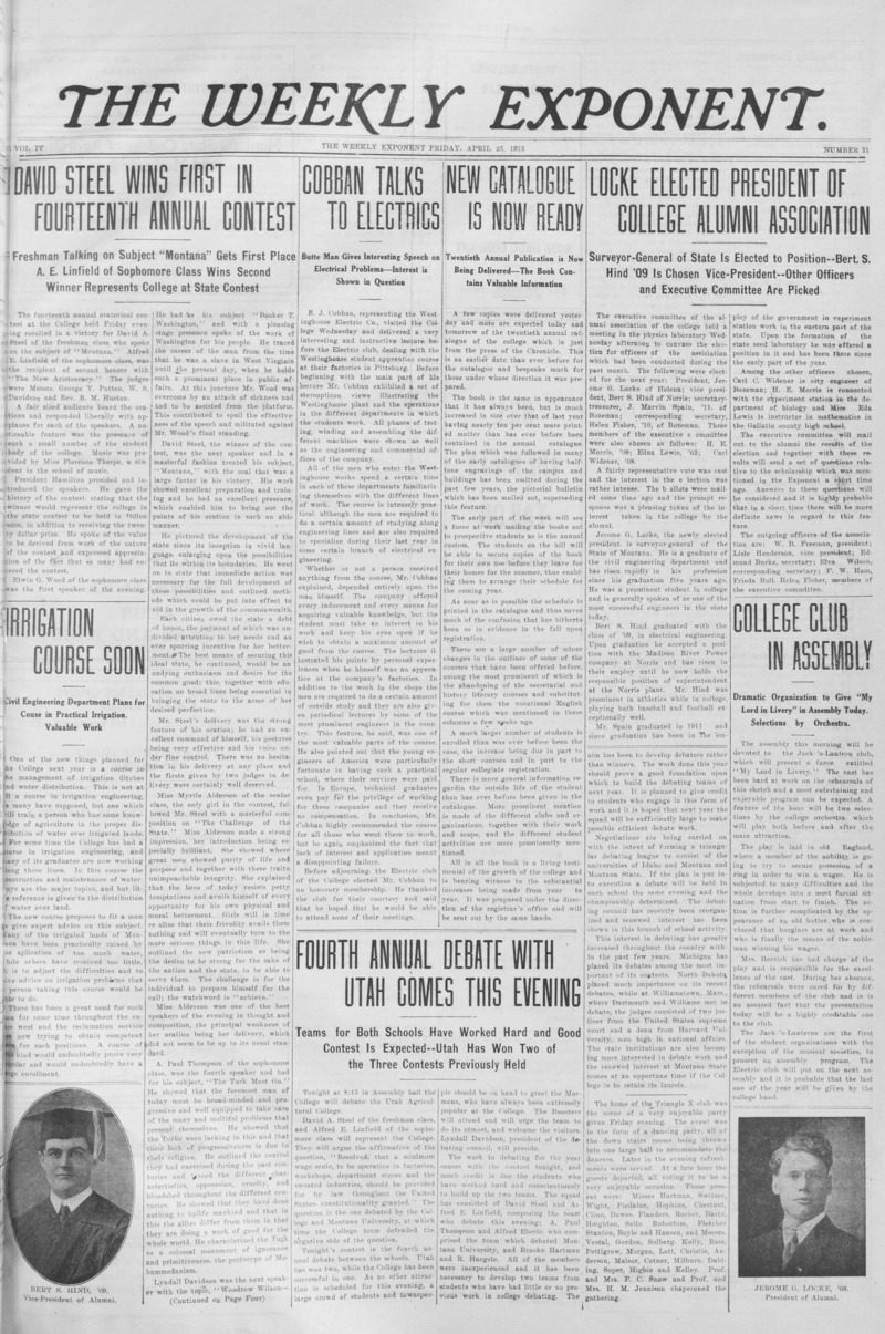 The Weekly Exponent, April 25, 1913