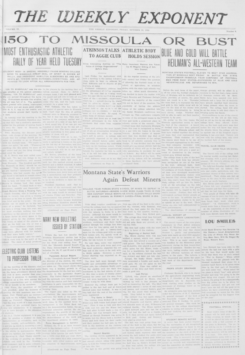 The Weekly Exponent, October 30, 1914