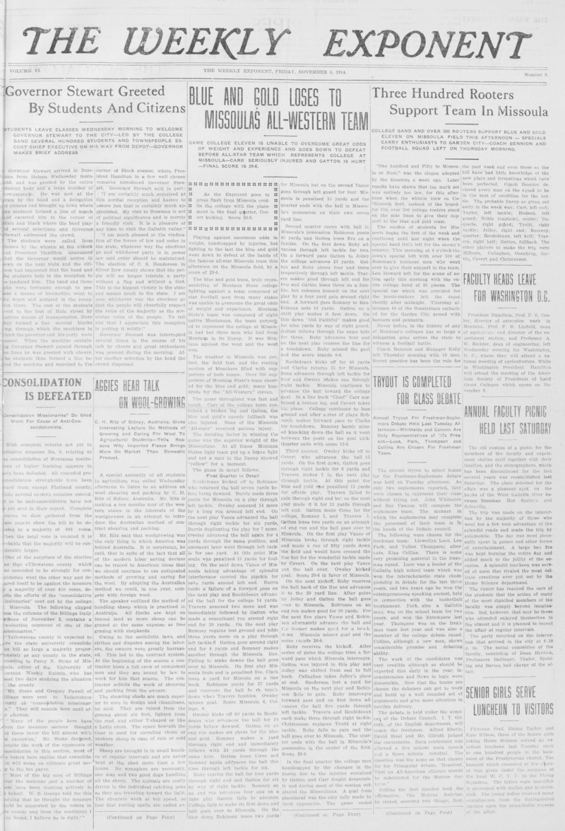 The Weekly Exponent, November 6, 1914