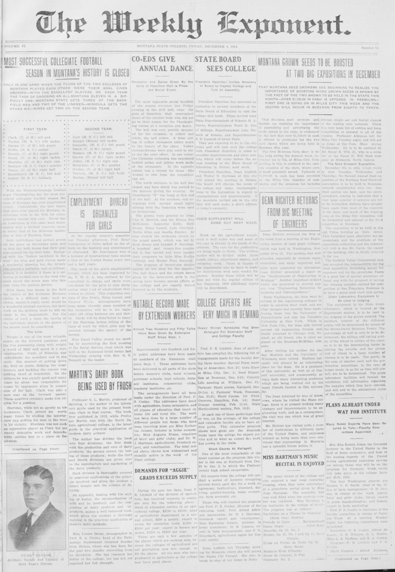 The Weekly Exponent, December 4, 1914