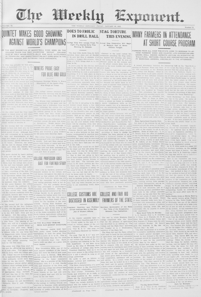 The Weekly Exponent, January 29, 1915