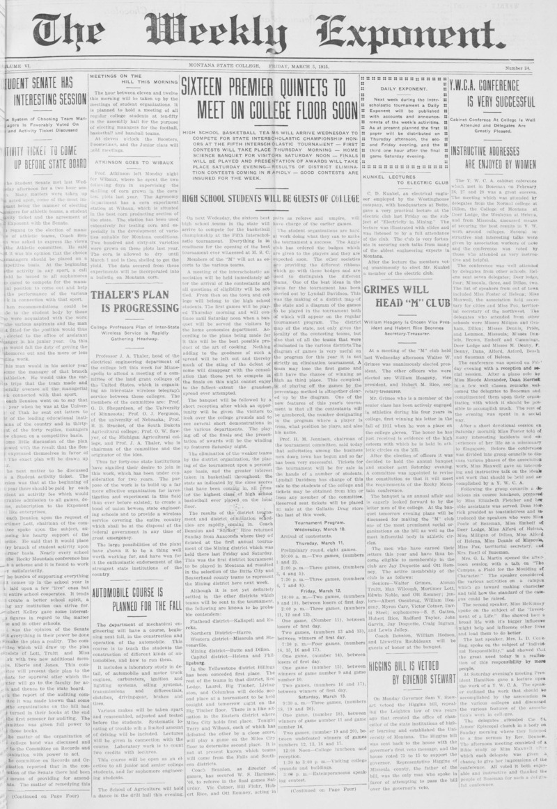 The Weekly Exponent, March 5, 1915