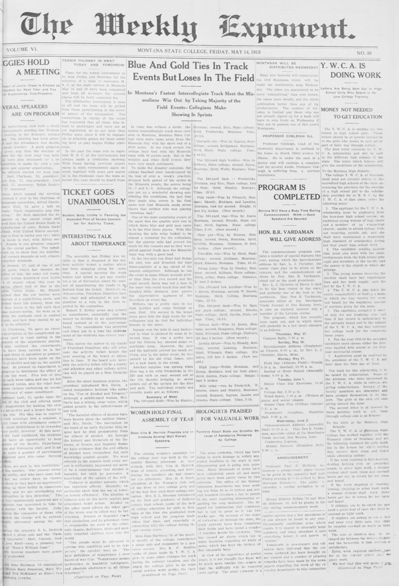 The Weekly Exponent, May 14, 1915