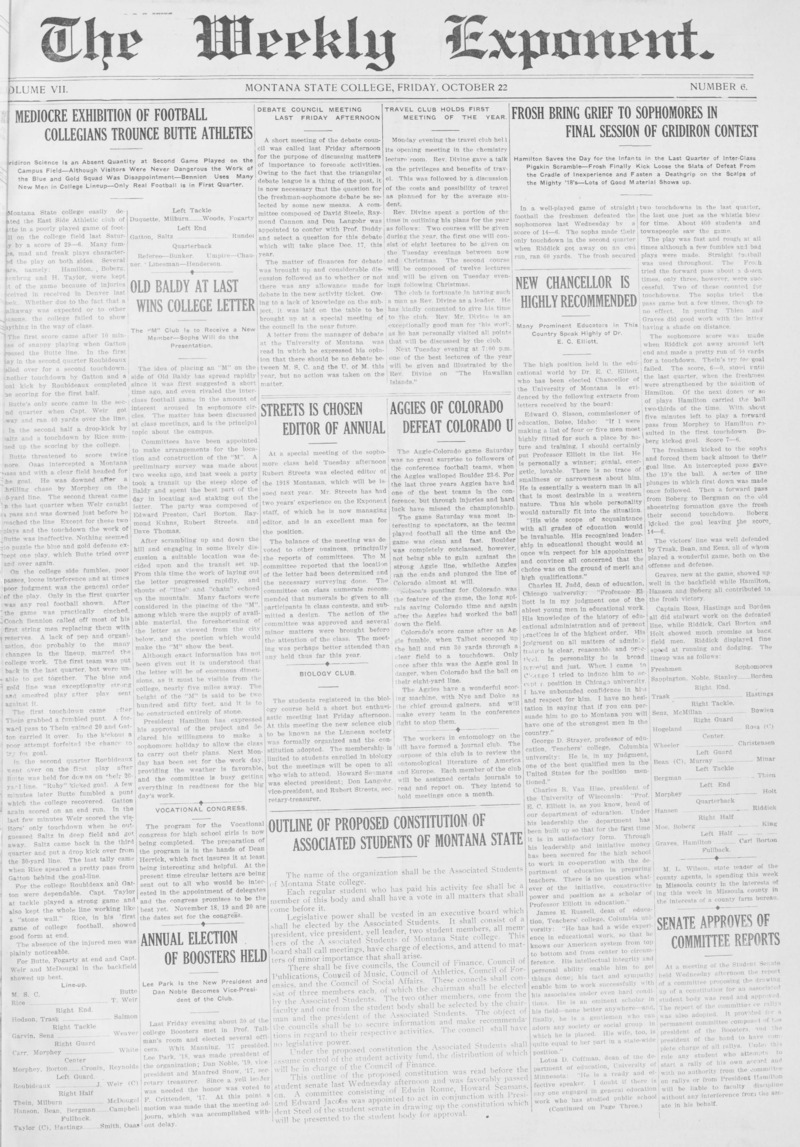 The Weekly Exponent, October 22, 1915