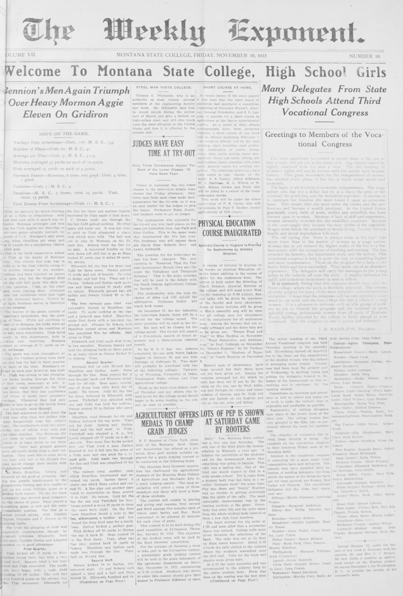 The Weekly Exponent, November 19, 1915