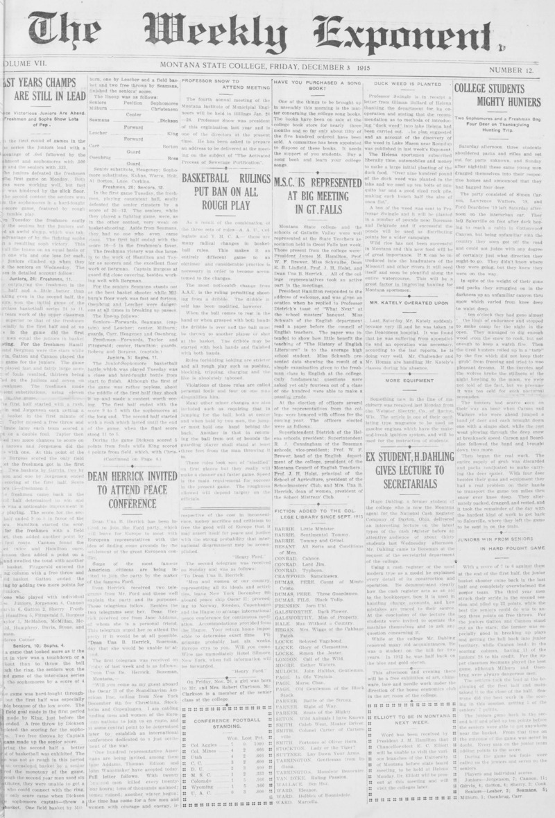 The Weekly Exponent, December 3, 1915