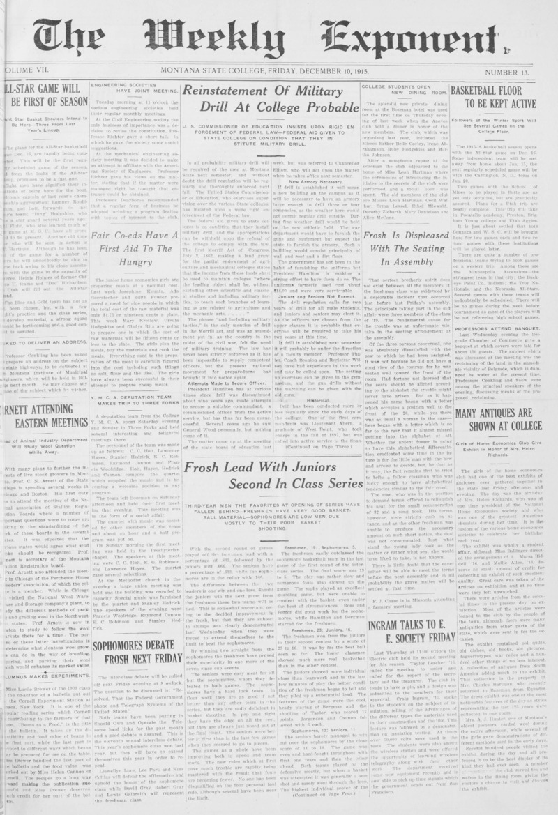 The Weekly Exponent, December 10, 1915