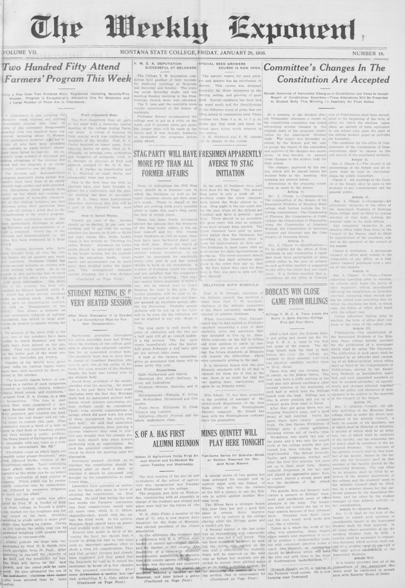 The Weekly Exponent, January 28, 1916