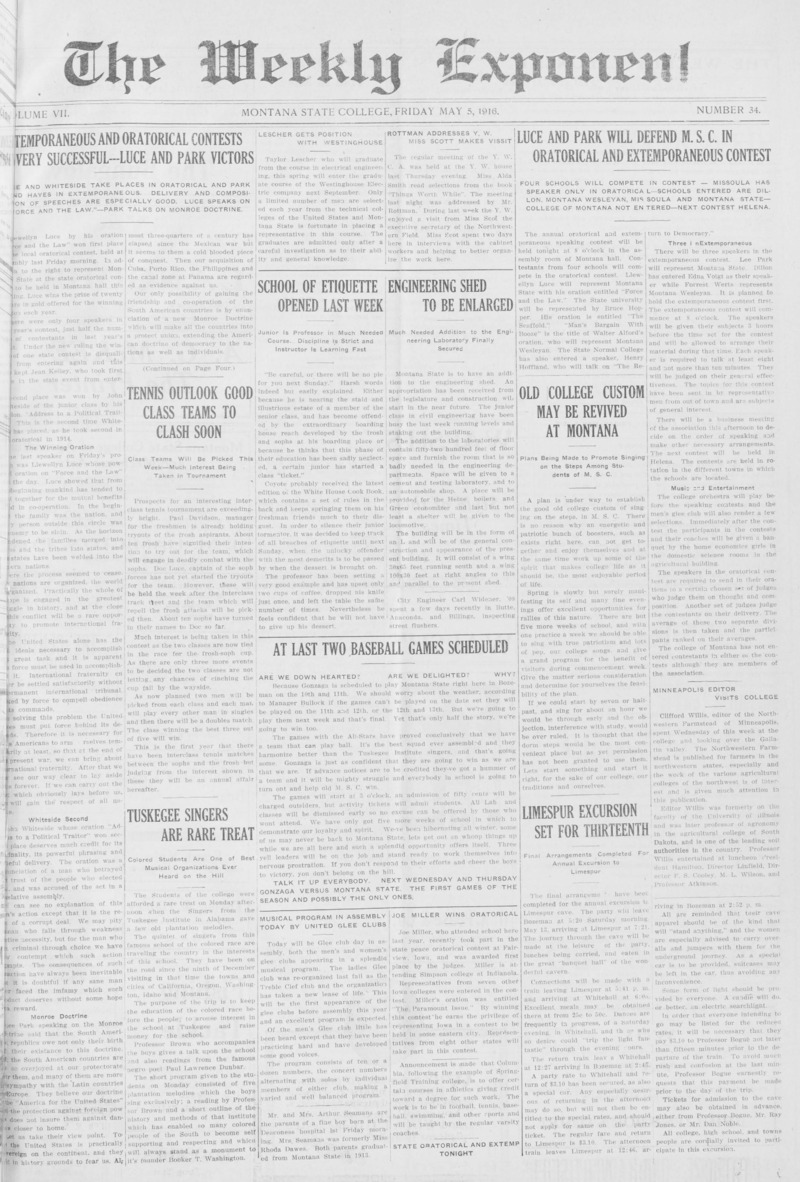 The Weekly Exponent, May 5, 1916