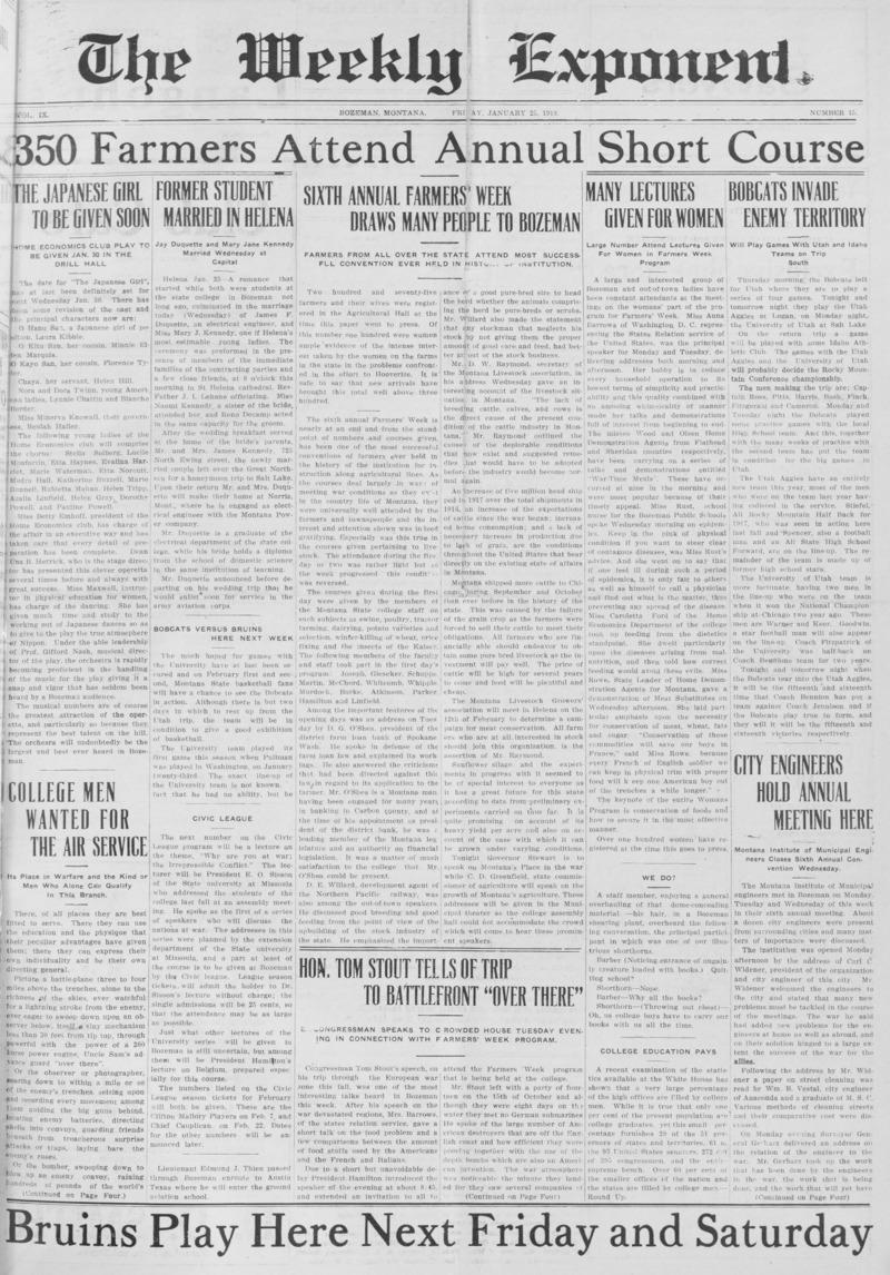 The Weekly Exponent, January 25, 1918