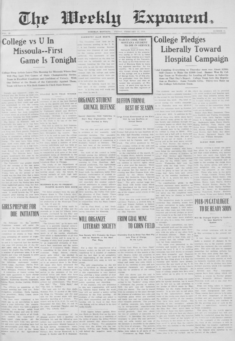 The Weekly Exponent, February 15, 1918