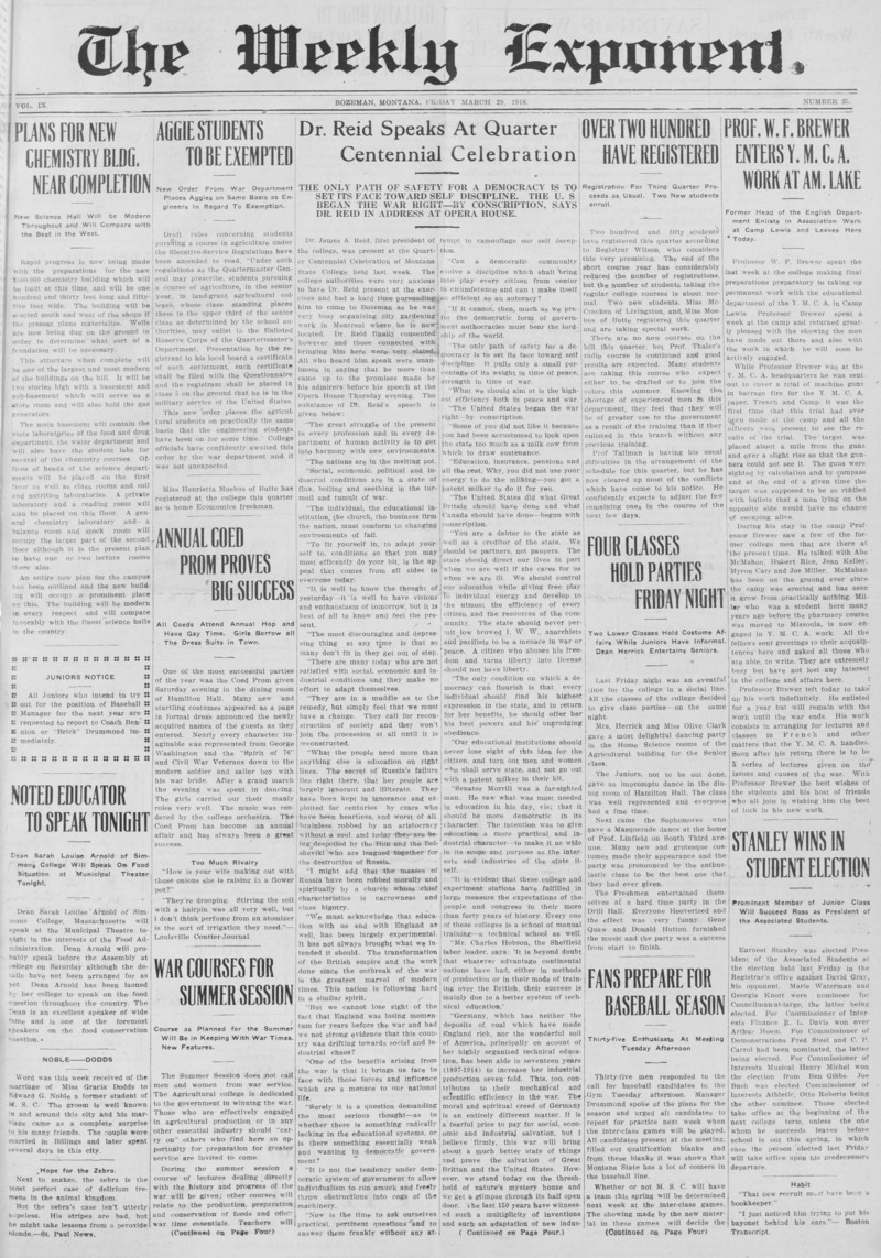 The Weekly Exponent, March 29, 1918