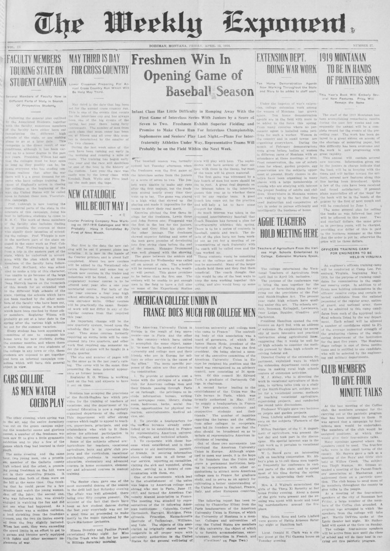 The Weekly Exponent, April 12, 1918