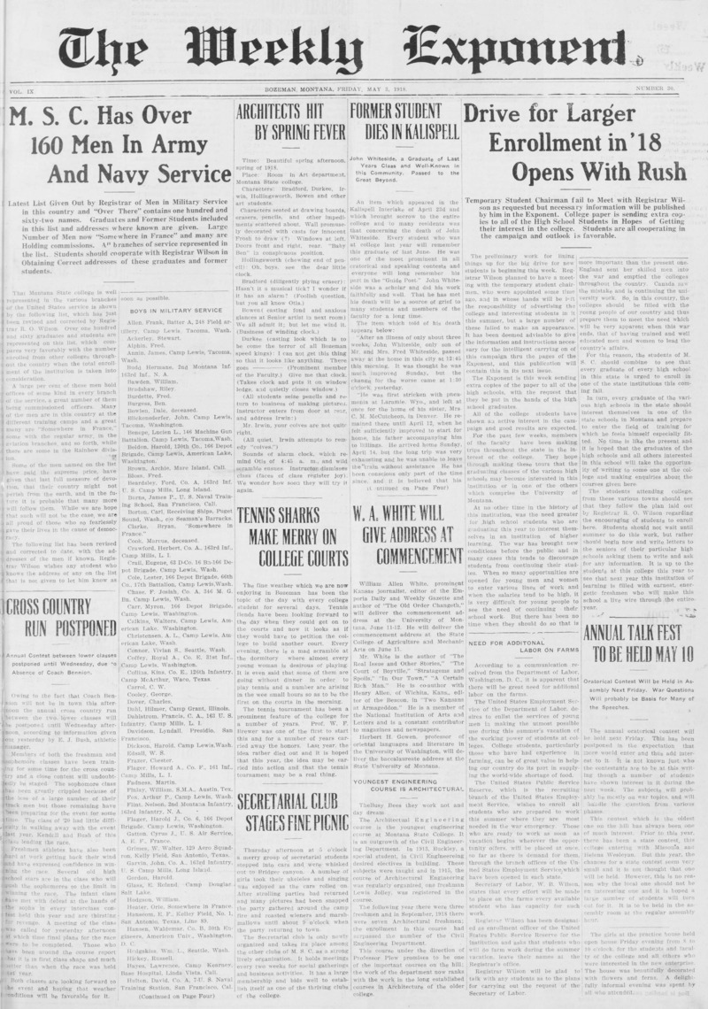 The Weekly Exponent, May 3, 1918