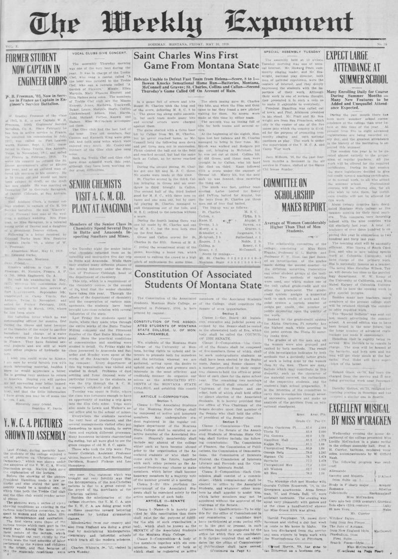The Weekly Exponent, May 30, 1919