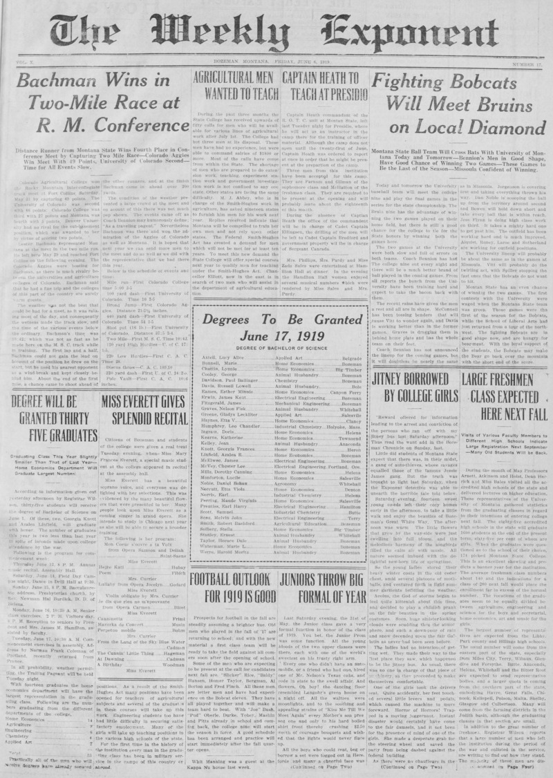 The Weekly Exponent, June 6, 1919