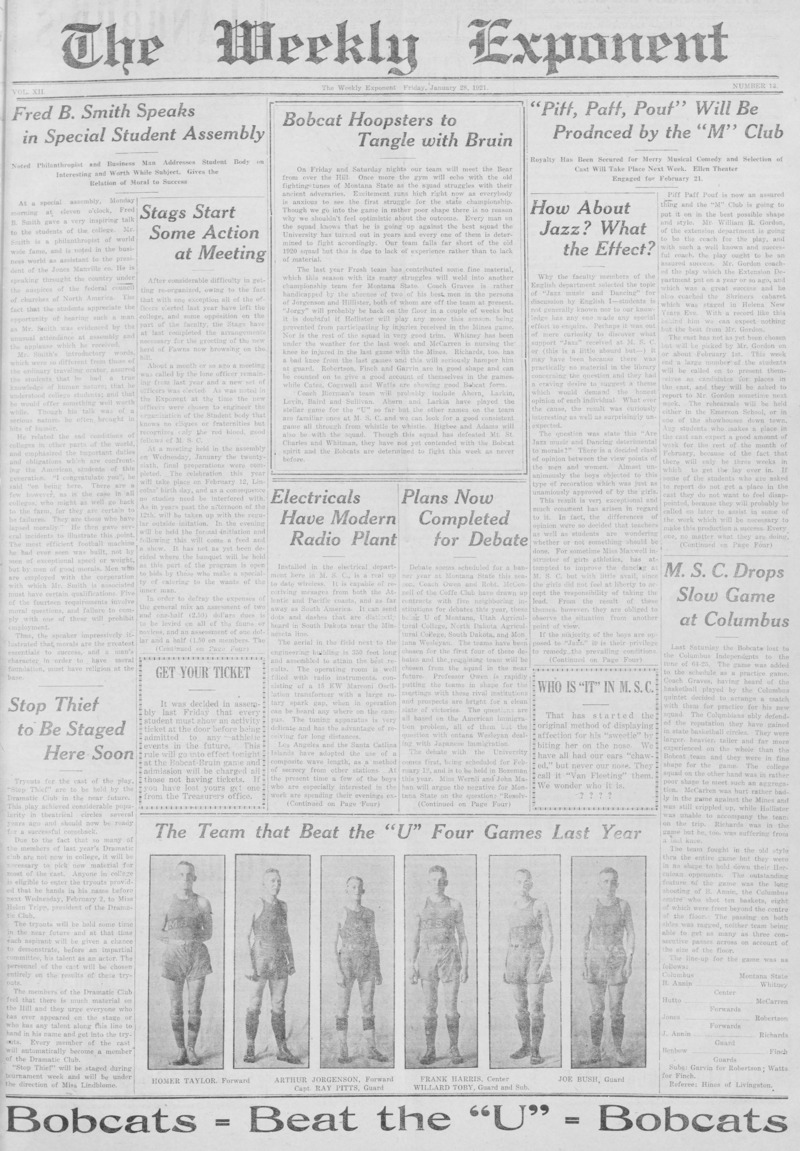 The Weekly Exponent, January 28, 1921