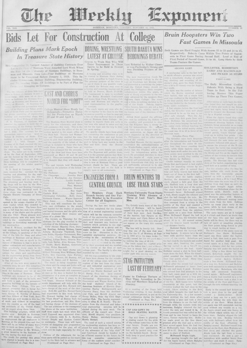 The Weekly Exponent, January 31, 1922