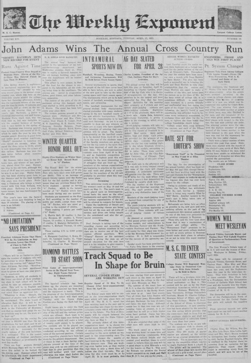 The Weekly Exponent, April 17, 1923
