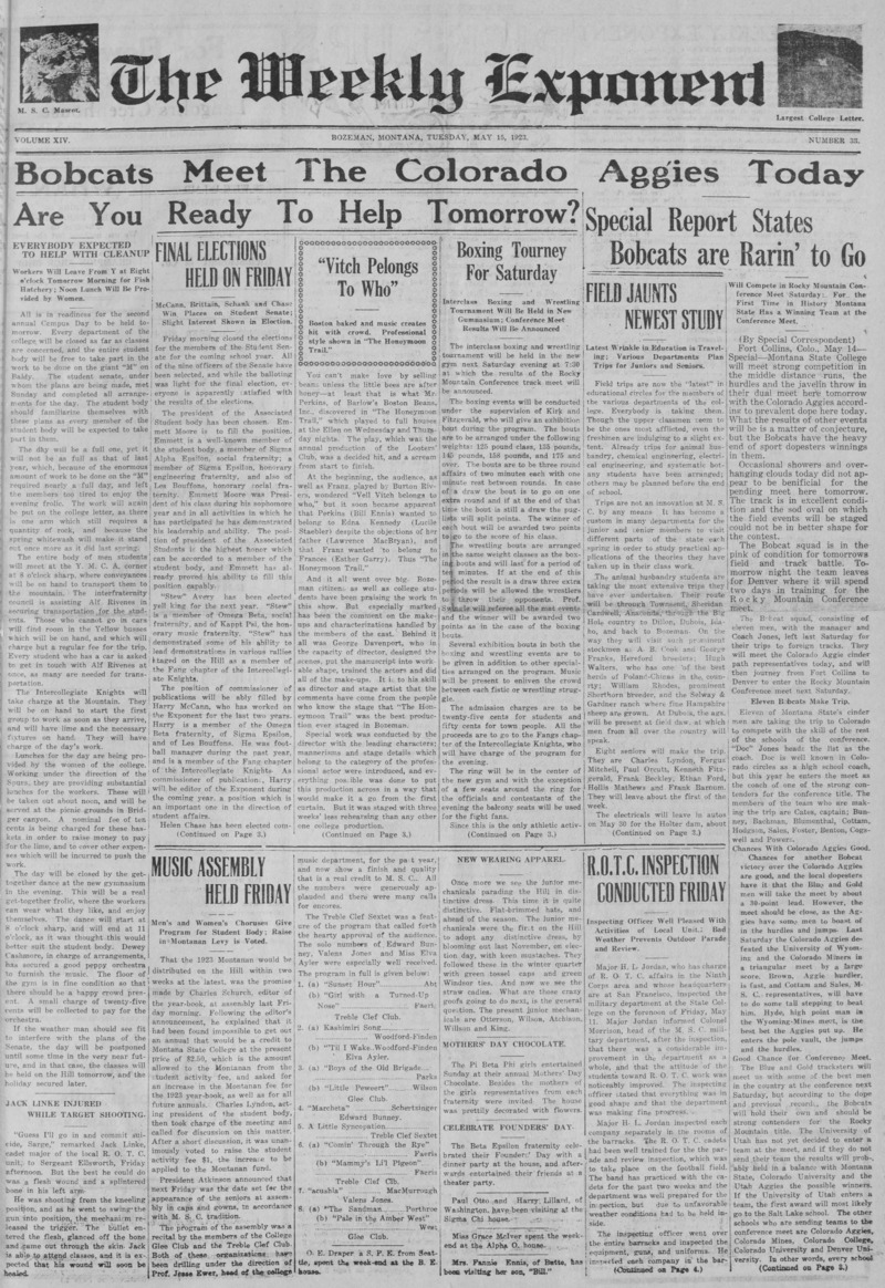 The Weekly Exponent, May 15, 1923