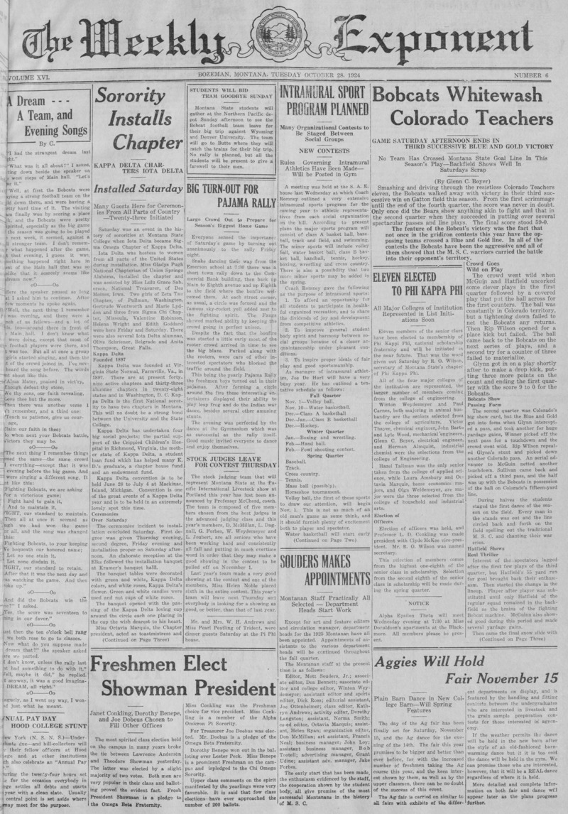 The Weekly Exponent, October 28, 1924