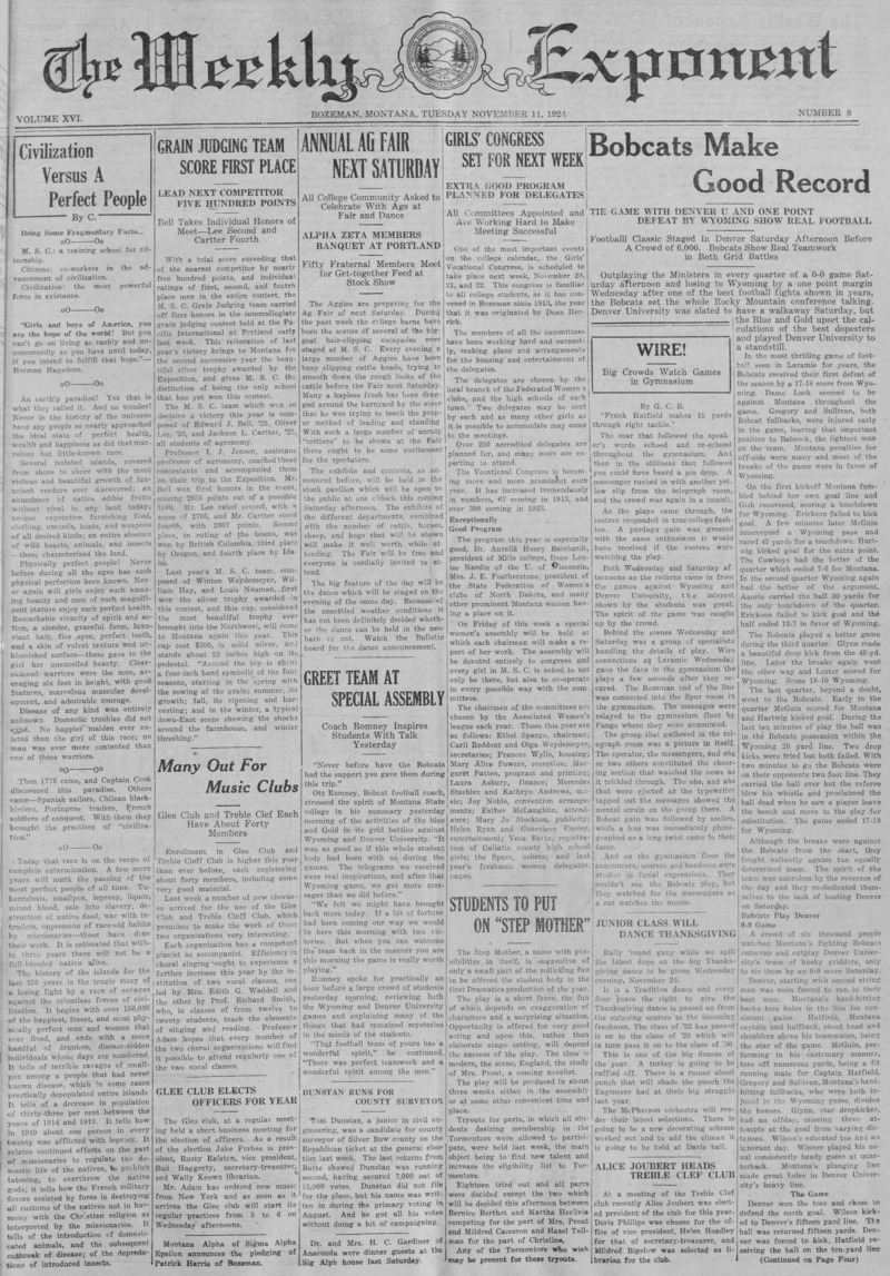 The Weekly Exponent, November 11, 1924