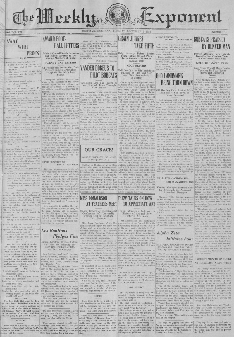 The Weekly Exponent, December 2, 1924