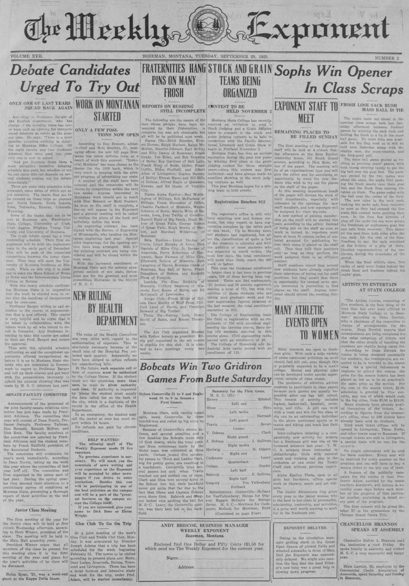 The Weekly Exponent, September 29, 1925