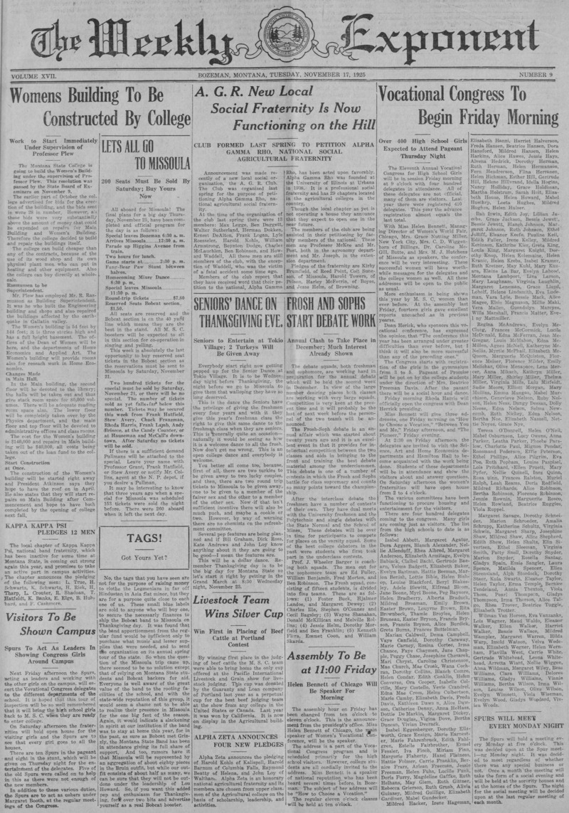 The Weekly Exponent, November 17, 1925