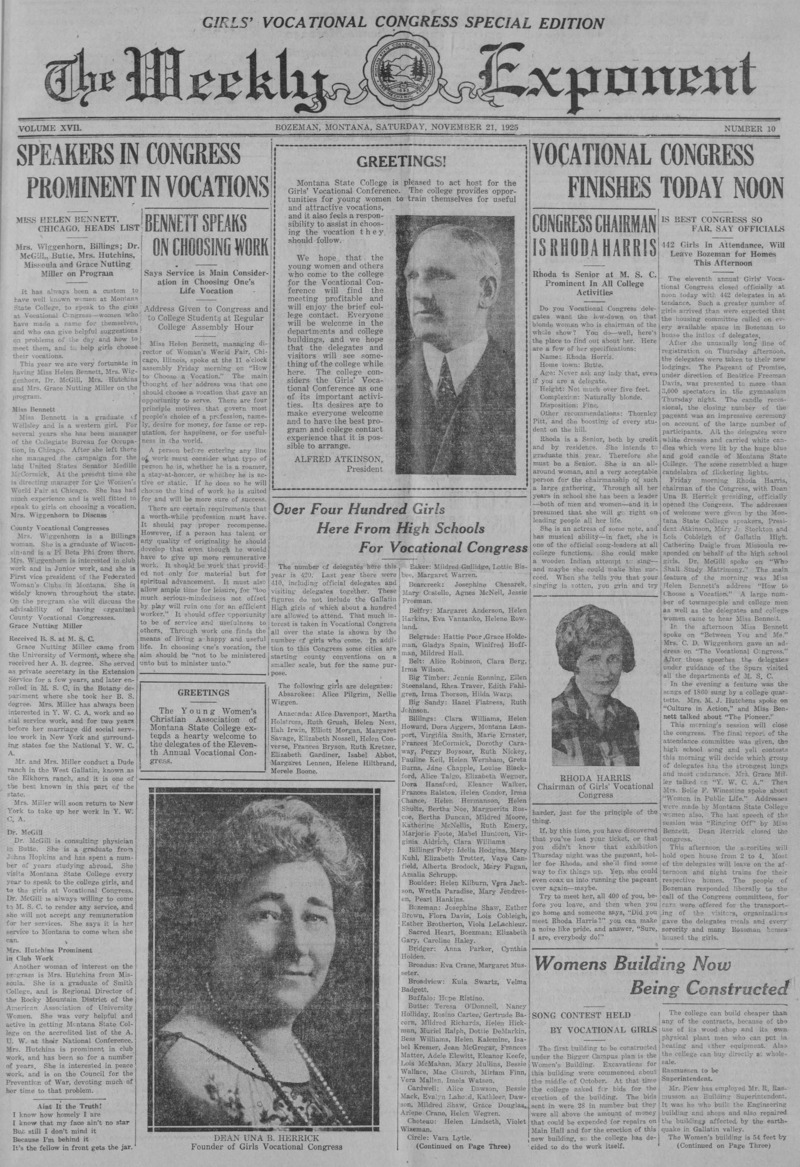 The Weekly Exponent, November 21, 1925