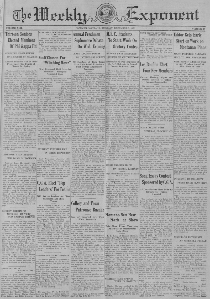 The Weekly Exponent, December 8, 1925