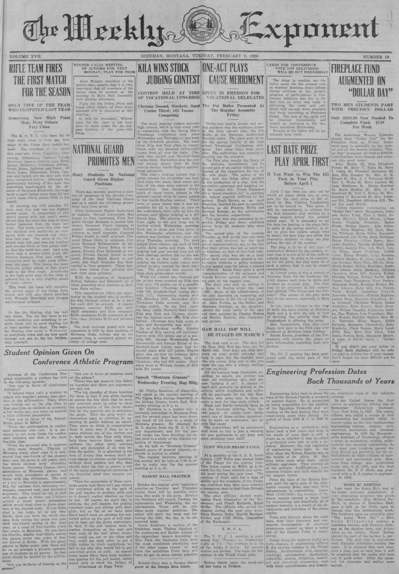 The Weekly Exponent, February 9, 1926