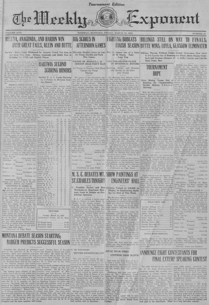 The Weekly Exponent, March 12, 1926