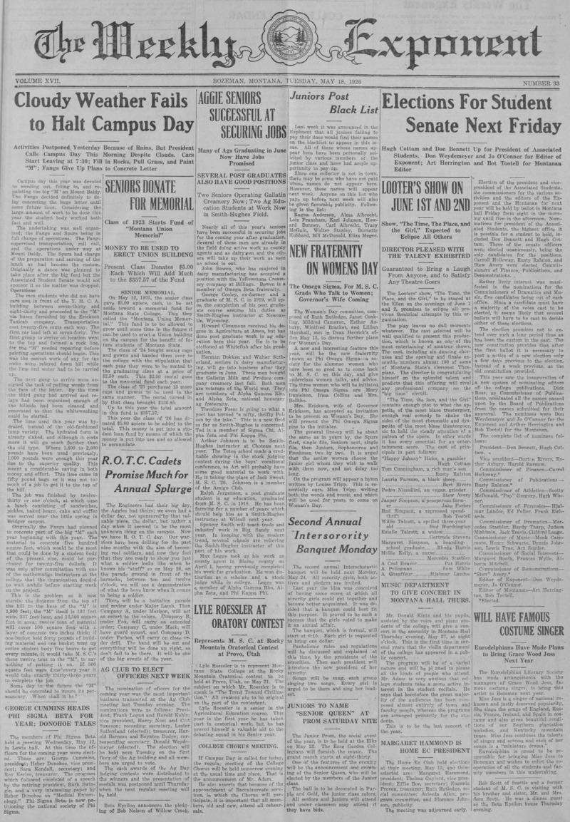 The Weekly Exponent, May 18, 1926