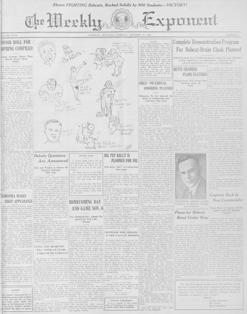 The Weekly Exponent, October 19, 1926