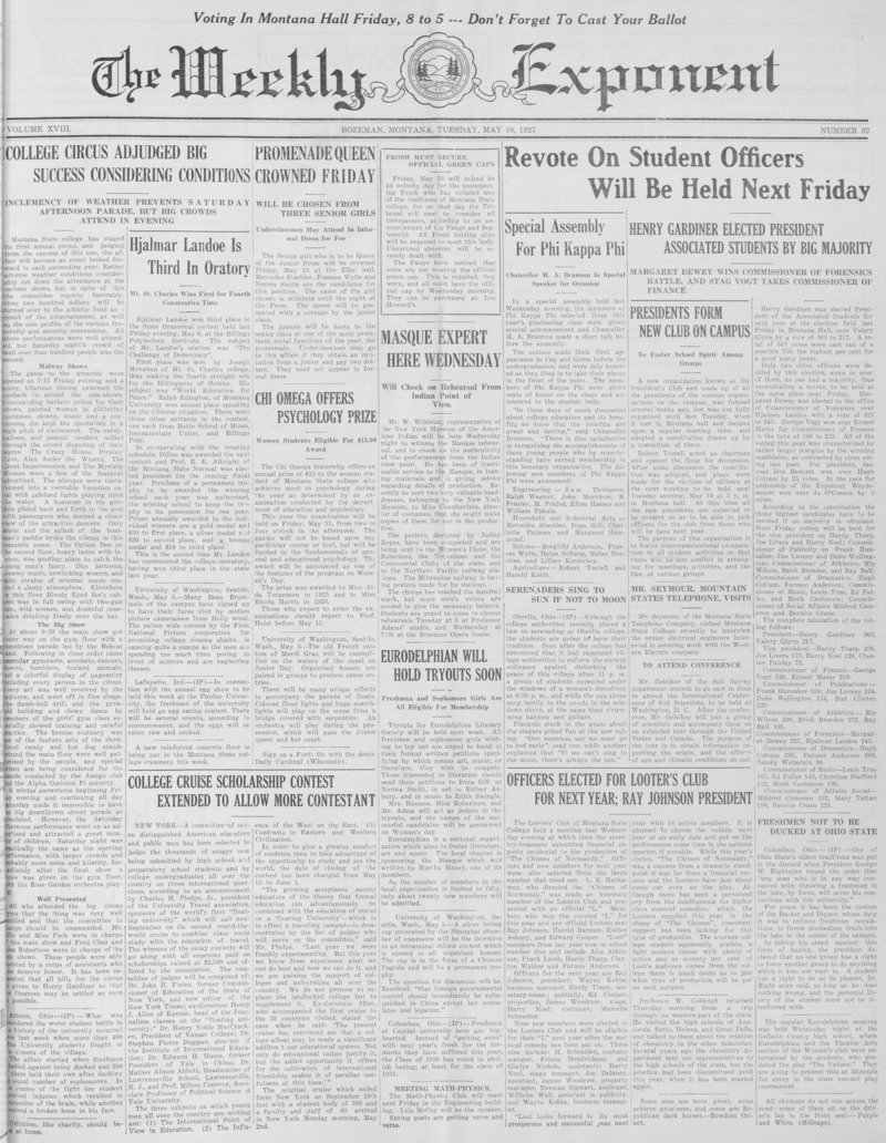 The Weekly Exponent, May 10, 1927