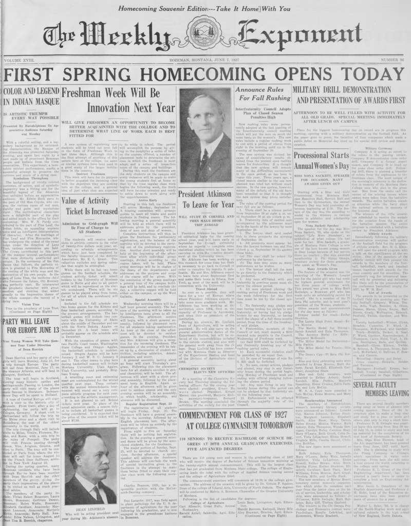 The Weekly Exponent, June 7, 1927