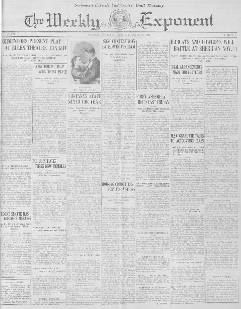 The Weekly Exponent, November 8, 1927