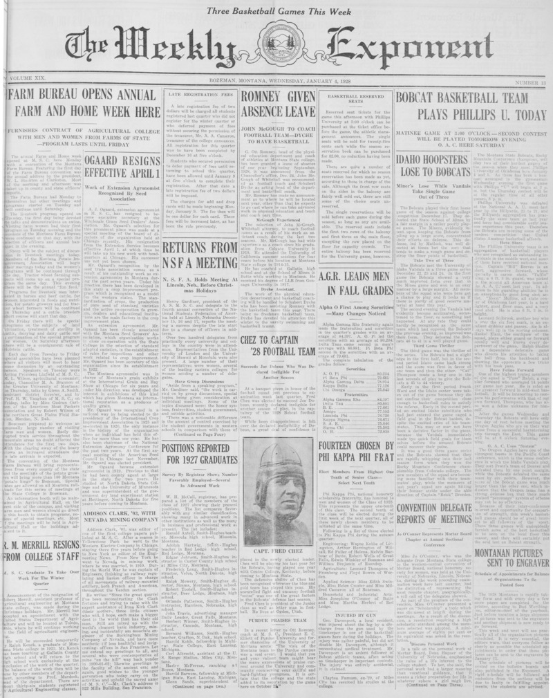 The Weekly Exponent, January 4, 1928